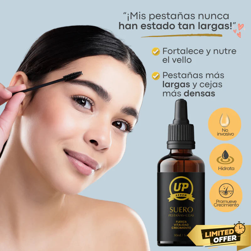 SUERO UP CRECE PESTAÑAS 30ML - TRATAMIENTO FORTALECEDOR Y ALARGADOR PARA PESTAÑAS Y CEJAS - POTENCIADOR DE PESTAÑAS CON INGREDIENTES NATURALES - SUERO PARA EL CRECIMIENTO Y EL GROSOR DE LAS PESTAÑAS Y CEJAS